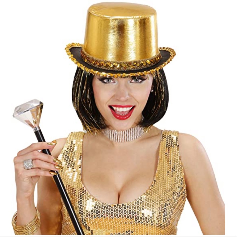🆕 Preloved 💕 Top Hat with Sequin Trim (Gold)